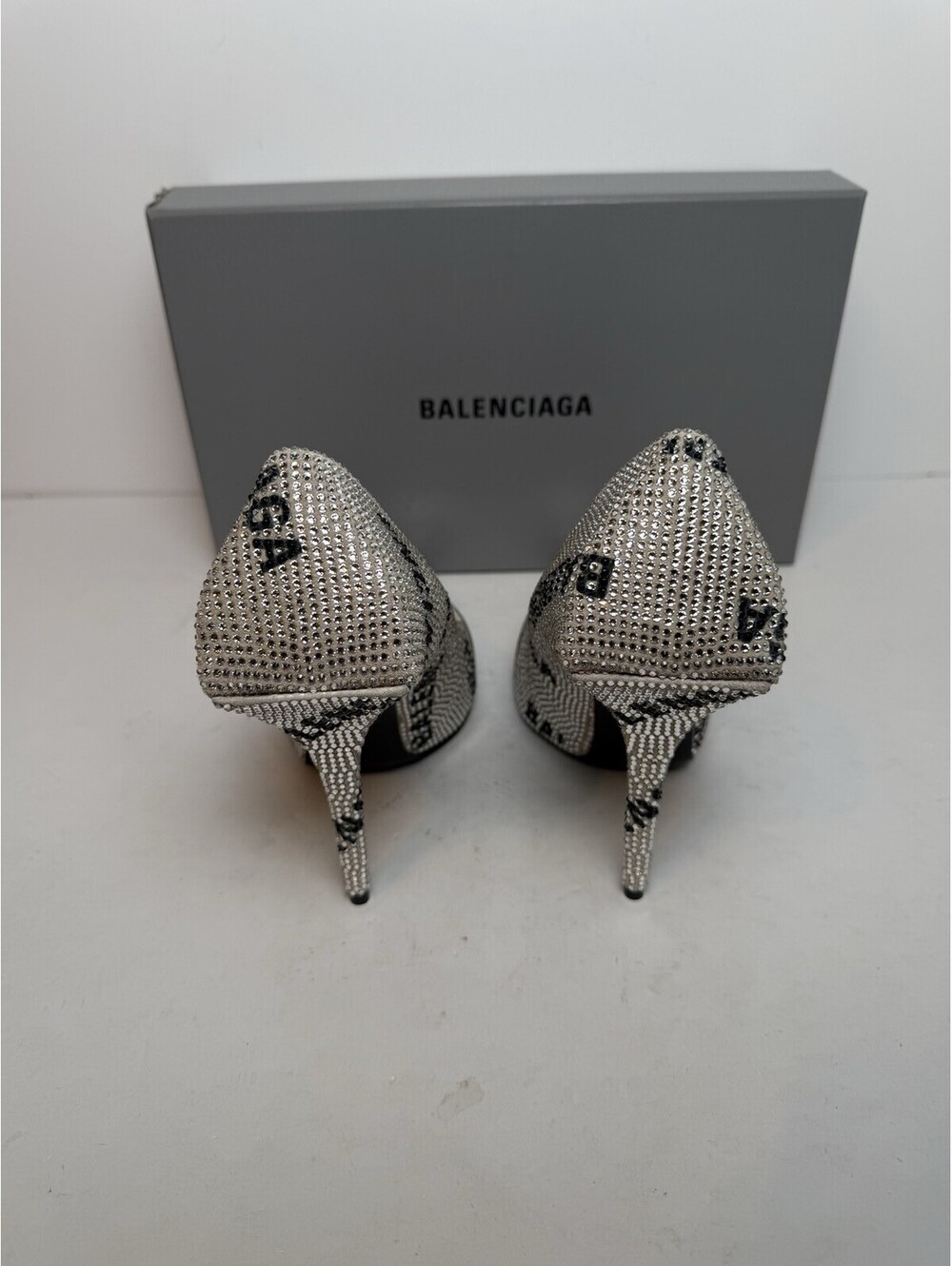 Balenciaga Knife Pump H110 Heels Crystal/Black Womens Size 10/40 New - Picture 4 of 7